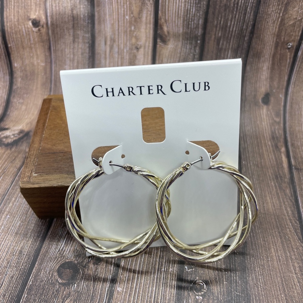 Charter Club Sliver Round Spiral Earrings